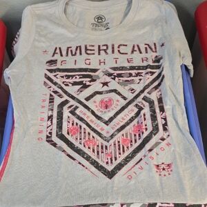 American Fighter Gray and Red Training Tee